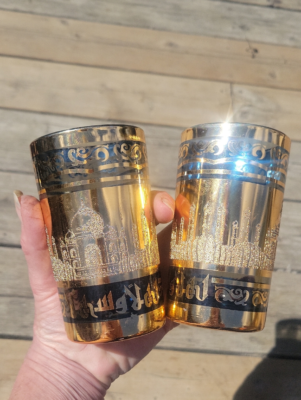 Gold Decorative Glass Tumblers - Set of 2